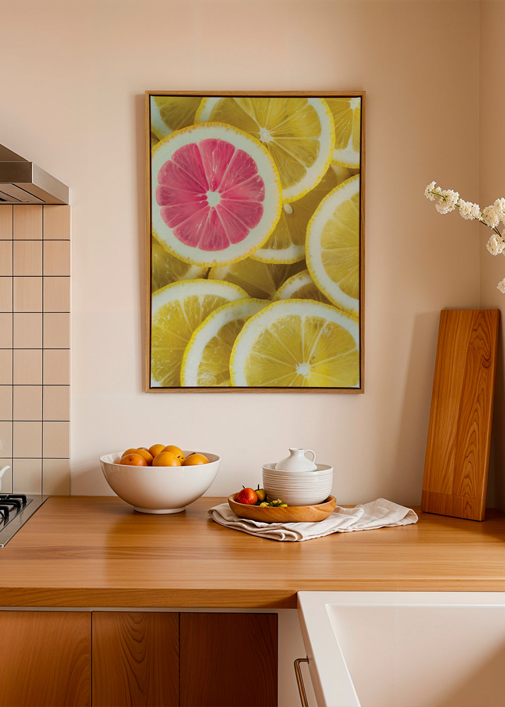 Kitchen art pink lemon slices