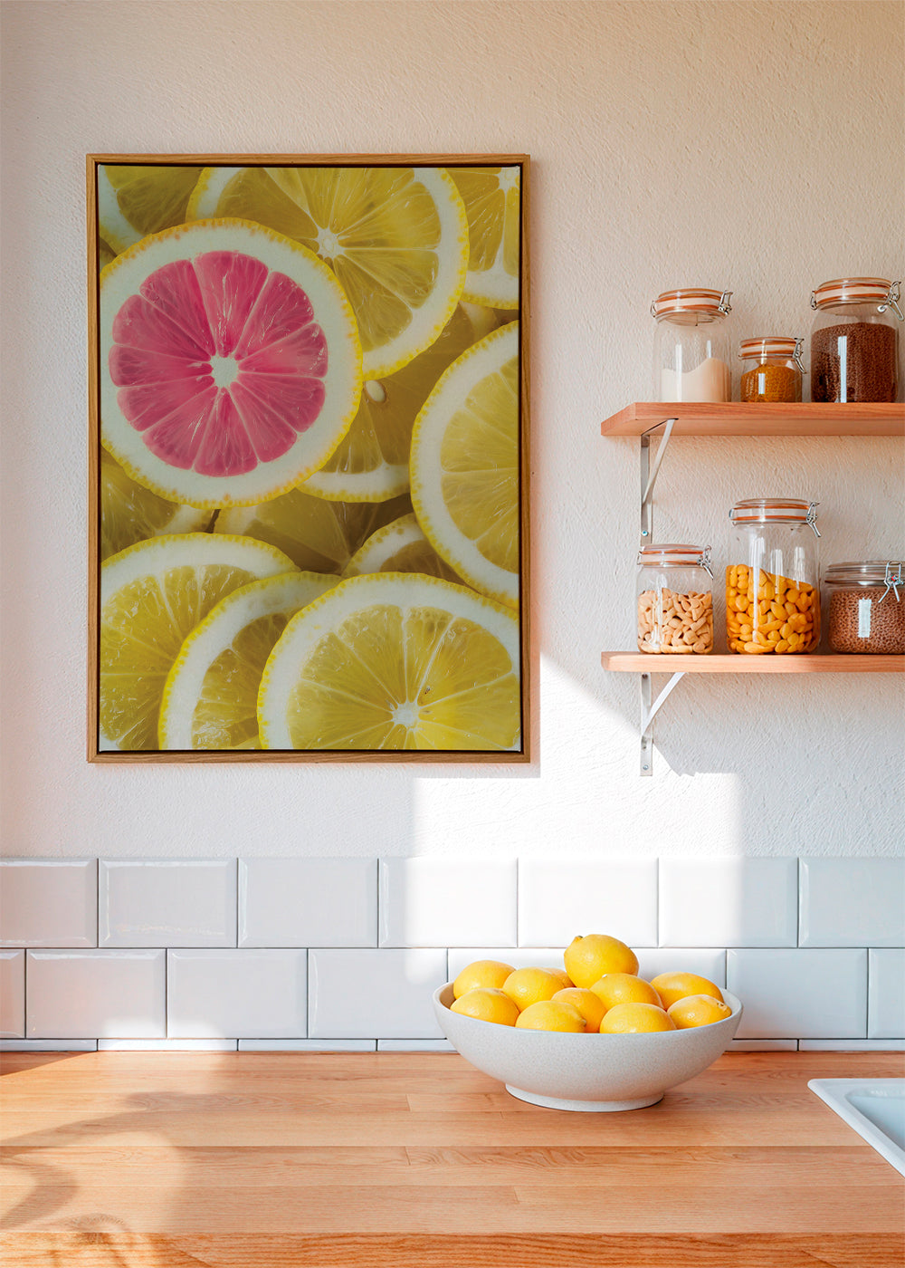 Kitchen art pink lemon slices