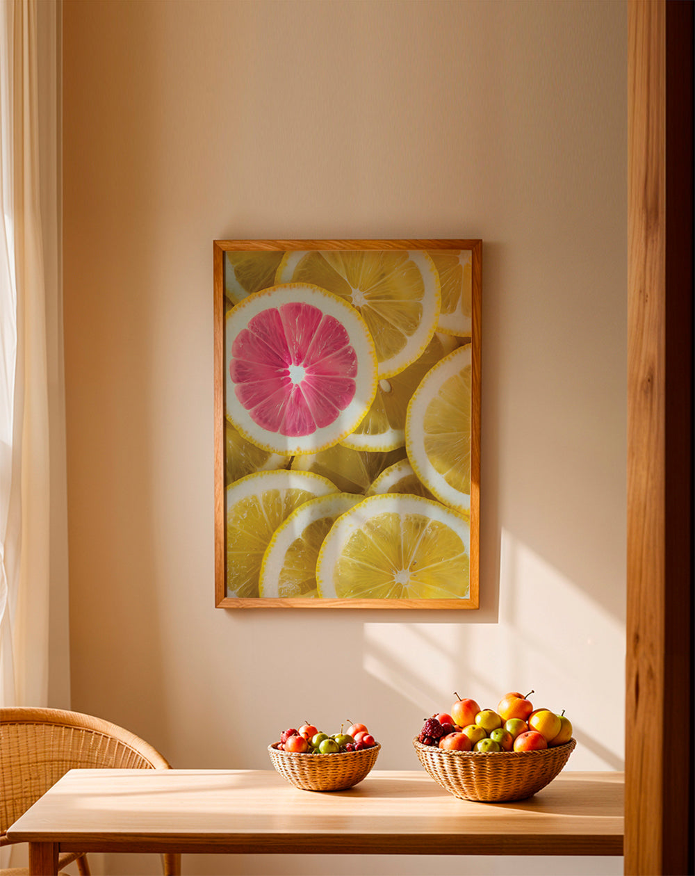 Kitchen art pink lemon slices