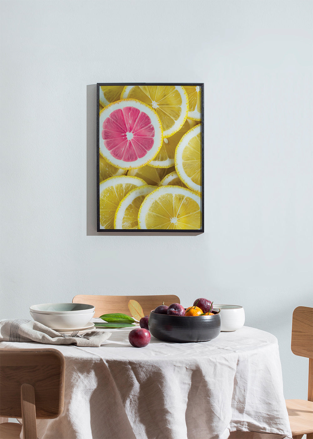 Kitchen art pink lemon slices
