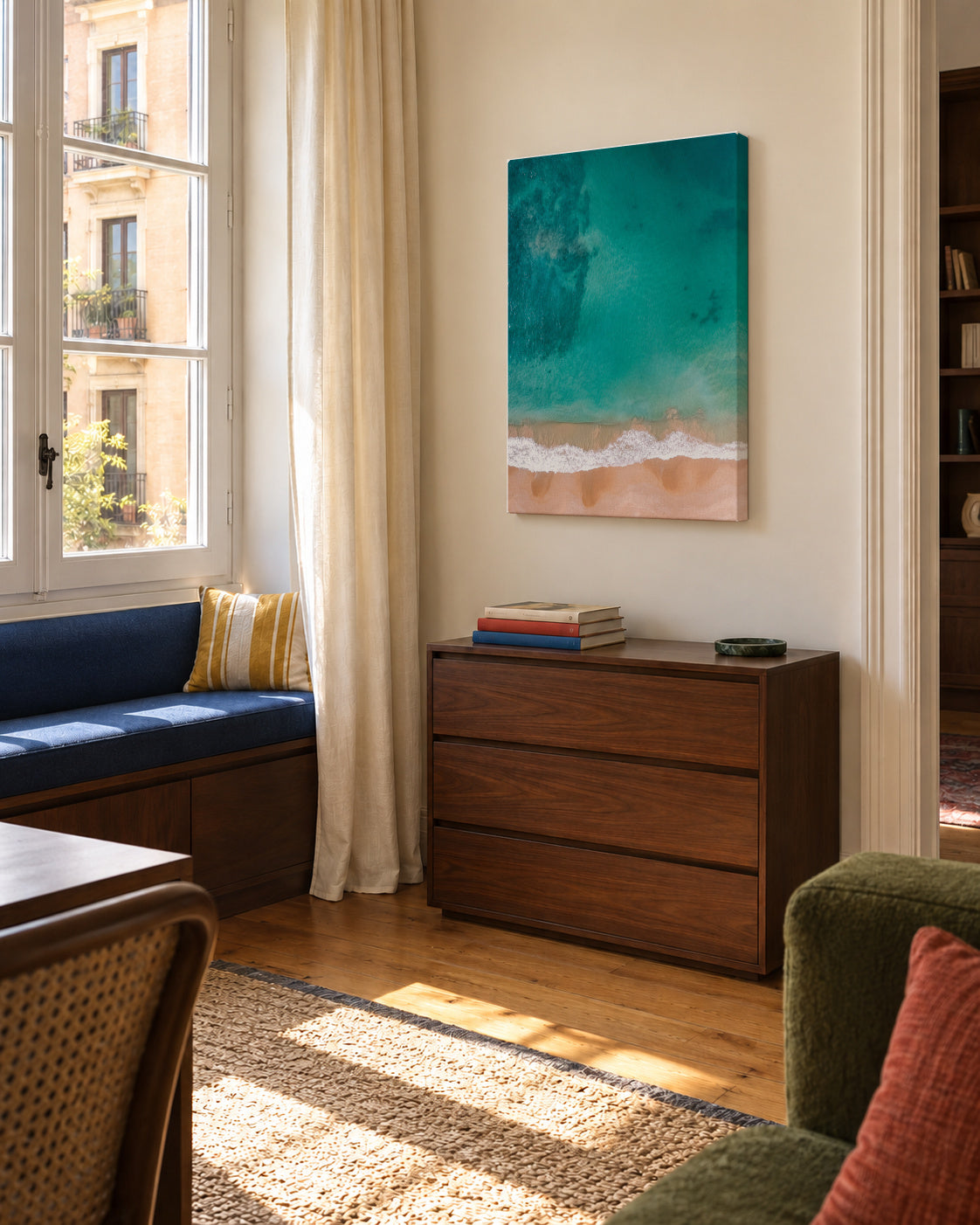 Seaside airview - Unframed canvas in an interior