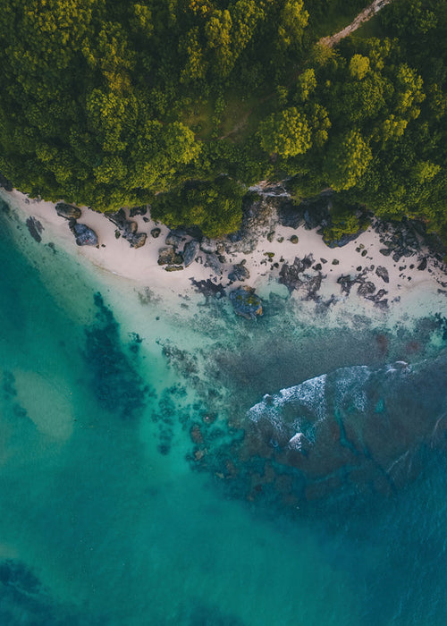 Landscape art aerial photograph of turquoise coast