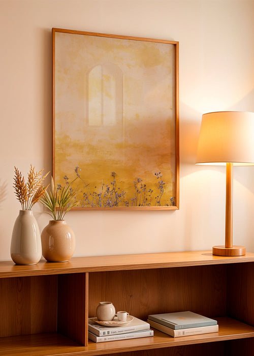 Botanical print: textured wall with dried blooms