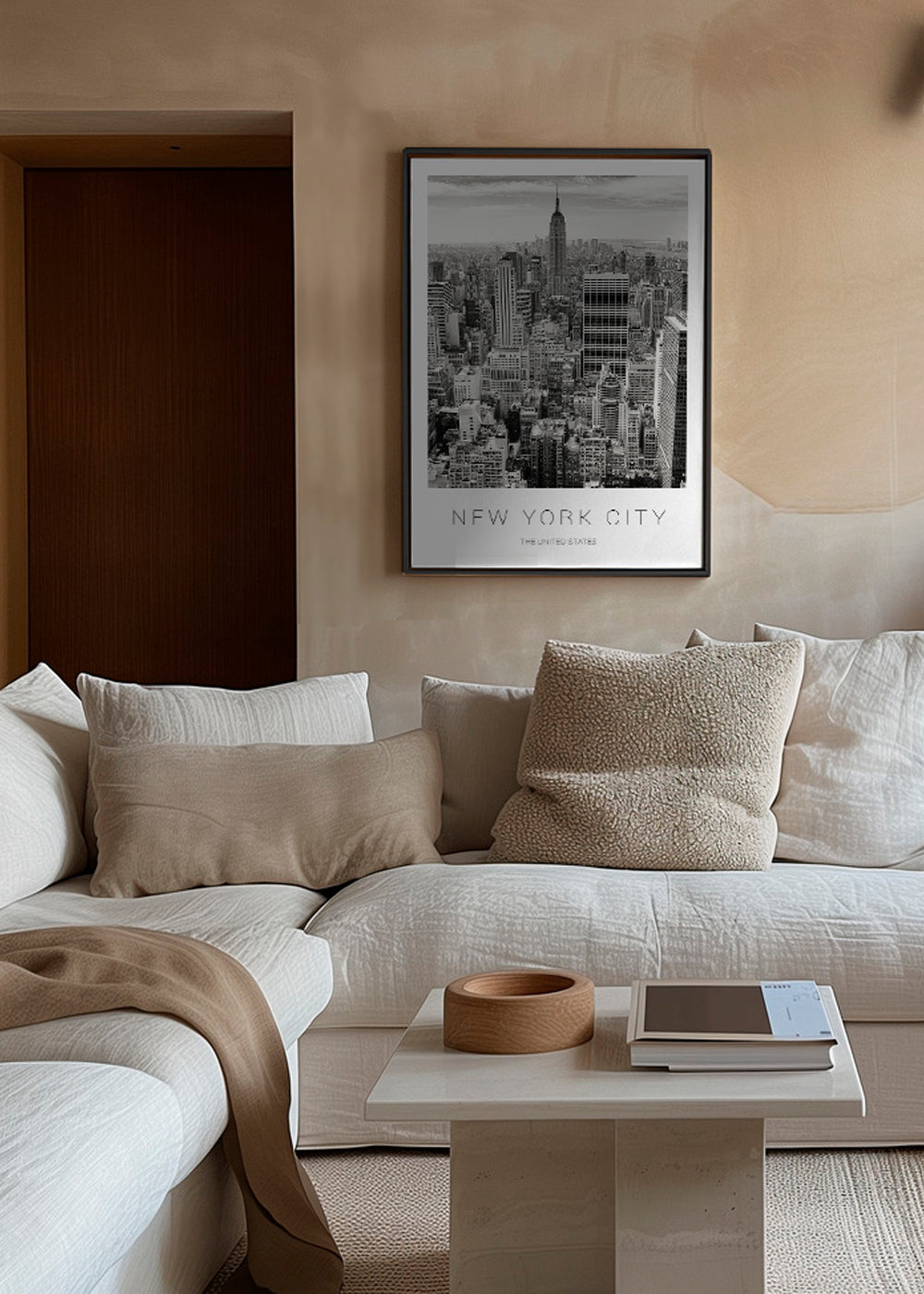 Travel poster: New York skyline in black and white