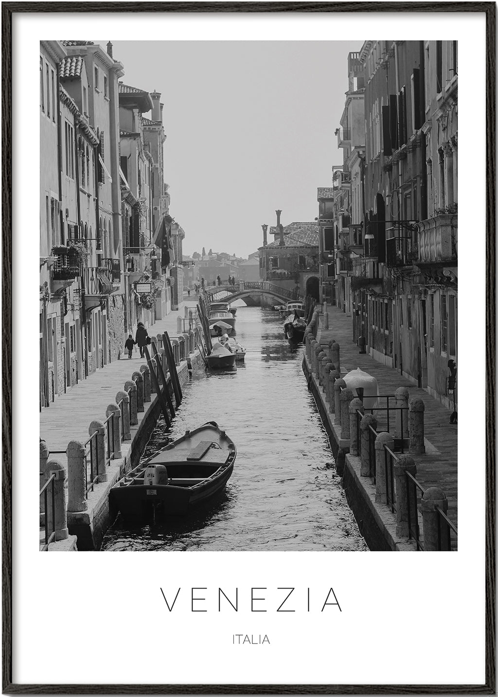 Travel poster — Venice canal monochrome