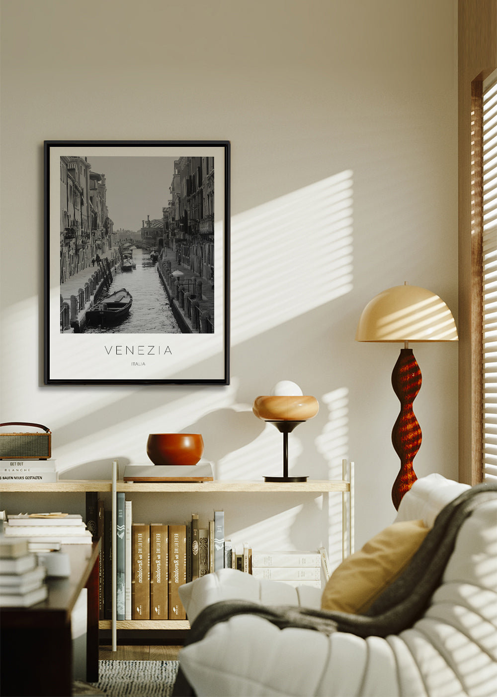 Travel poster — Venice canal monochrome