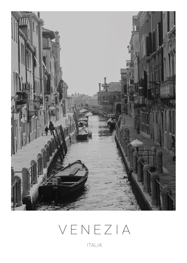 Travel poster — Venice canal monochrome