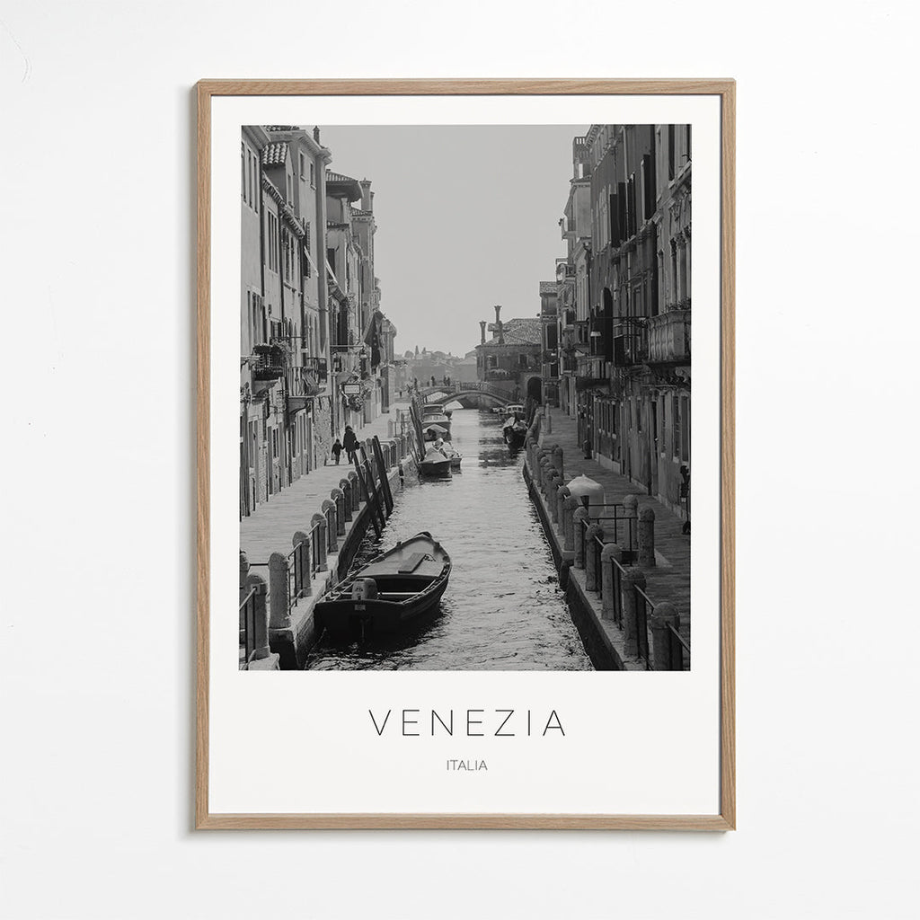 Travel poster — Venice canal monochrome