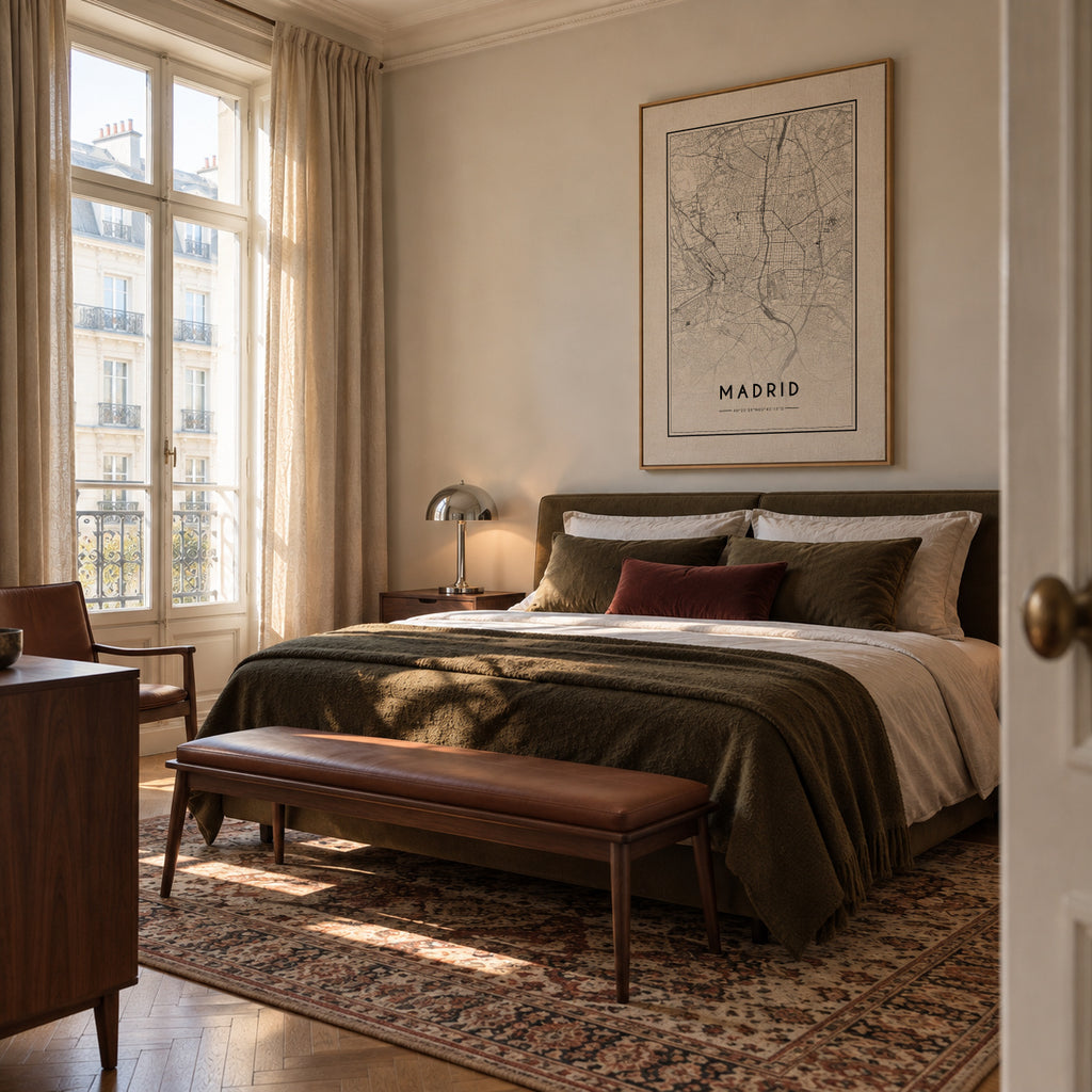Madrid map - Framed canvas in an interior