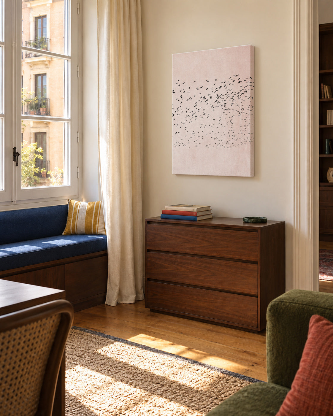 Moving on - Unframed canvas in an interior
