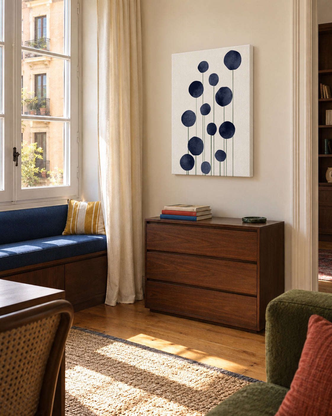 Waterflowers - Unframed canvas in an interior