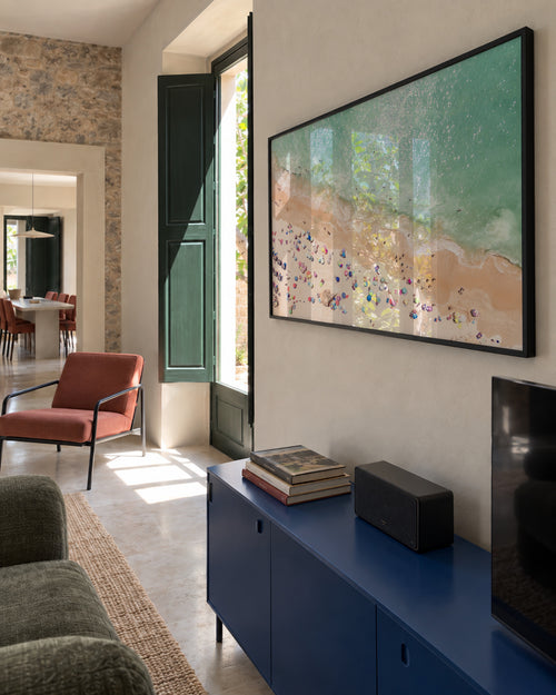 Pastel Beach - Framed poster in an interior