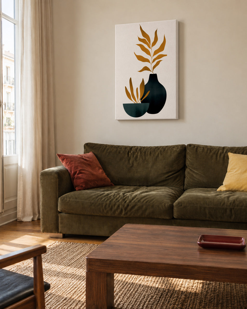 Autumn Flowers _ X - Unframed canvas in an interior