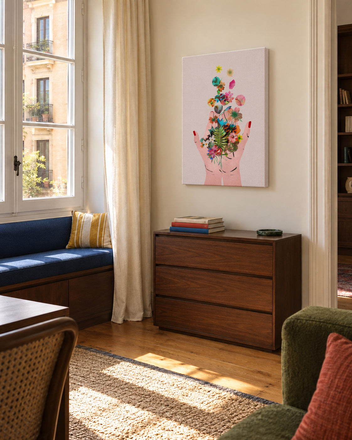 Fridas hands white - Unframed canvas in an interior