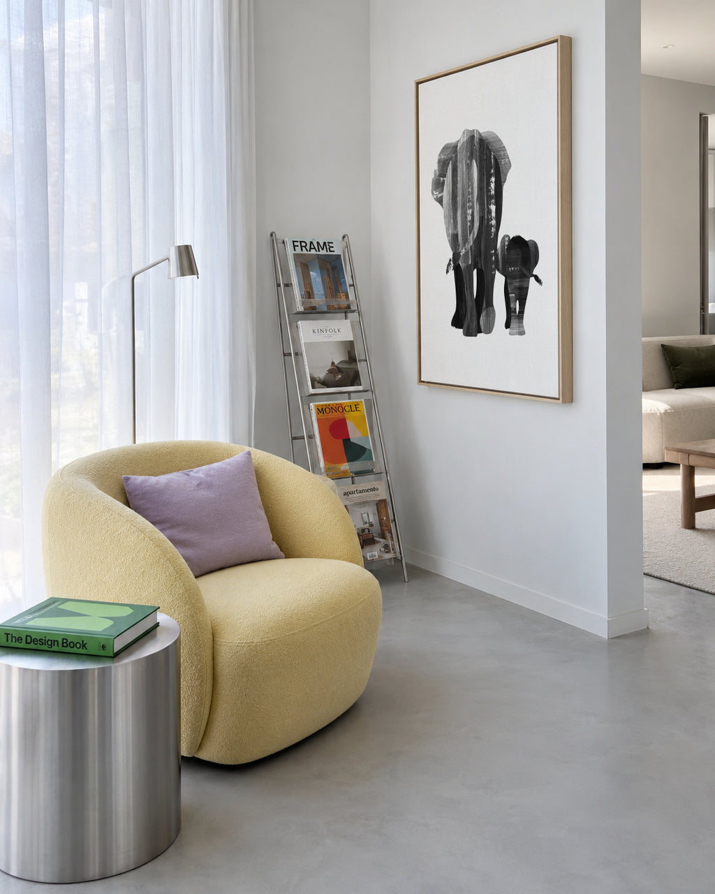 A walk together (black and white) - Framed canvas in an interior