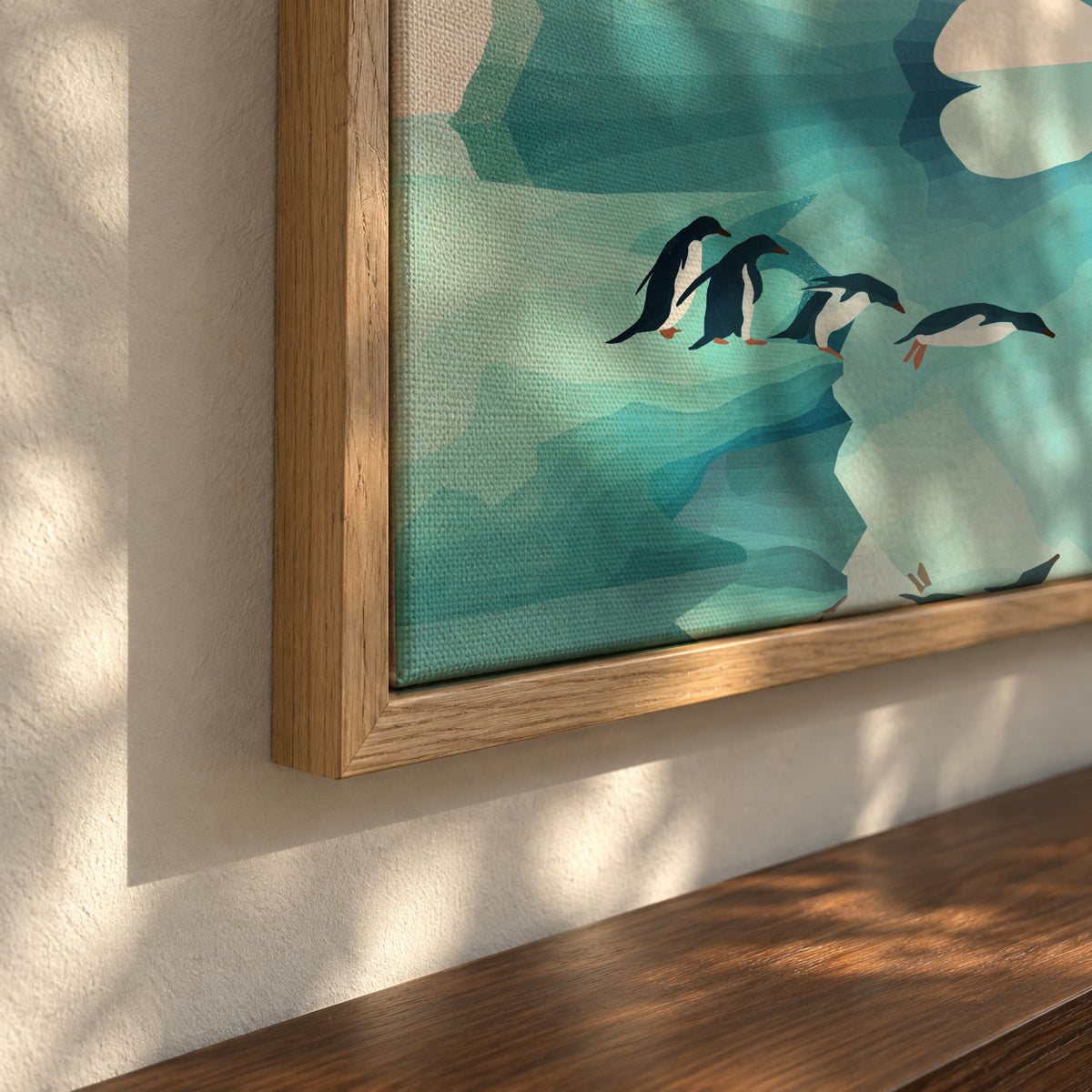 Penguins by Day - Framed canvas detail