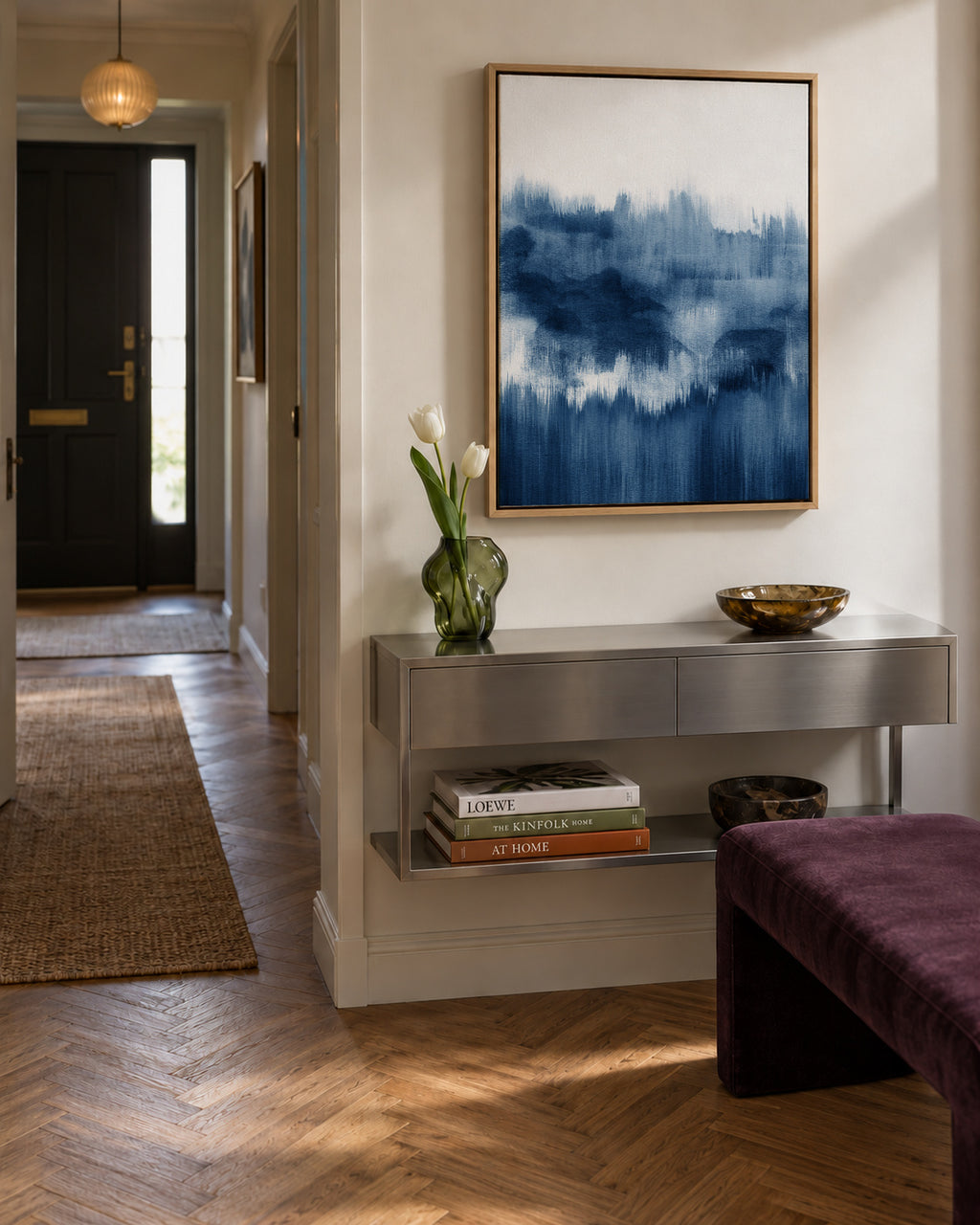 Watercolor abstraction N7 - Framed canvas in an interior