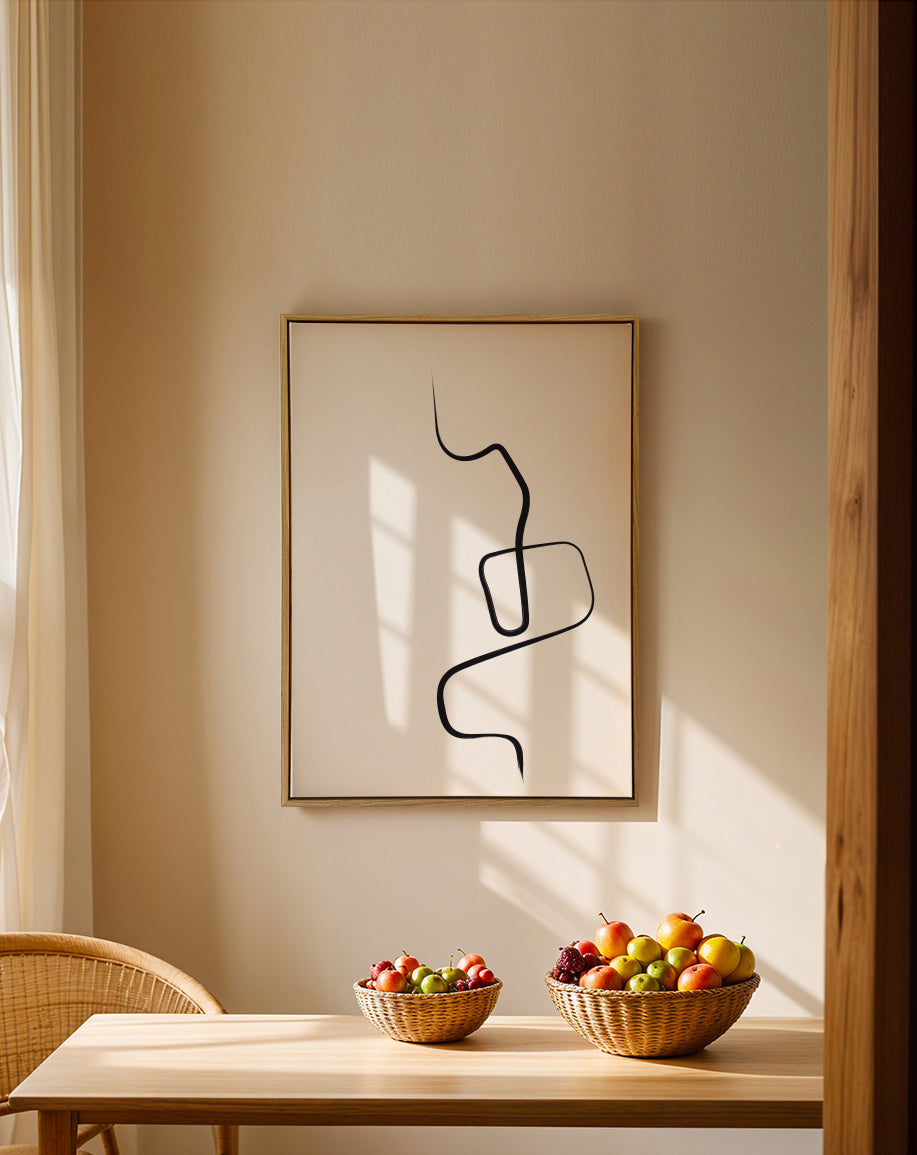 Ink Lines 3 - Framed canvas in an interior
