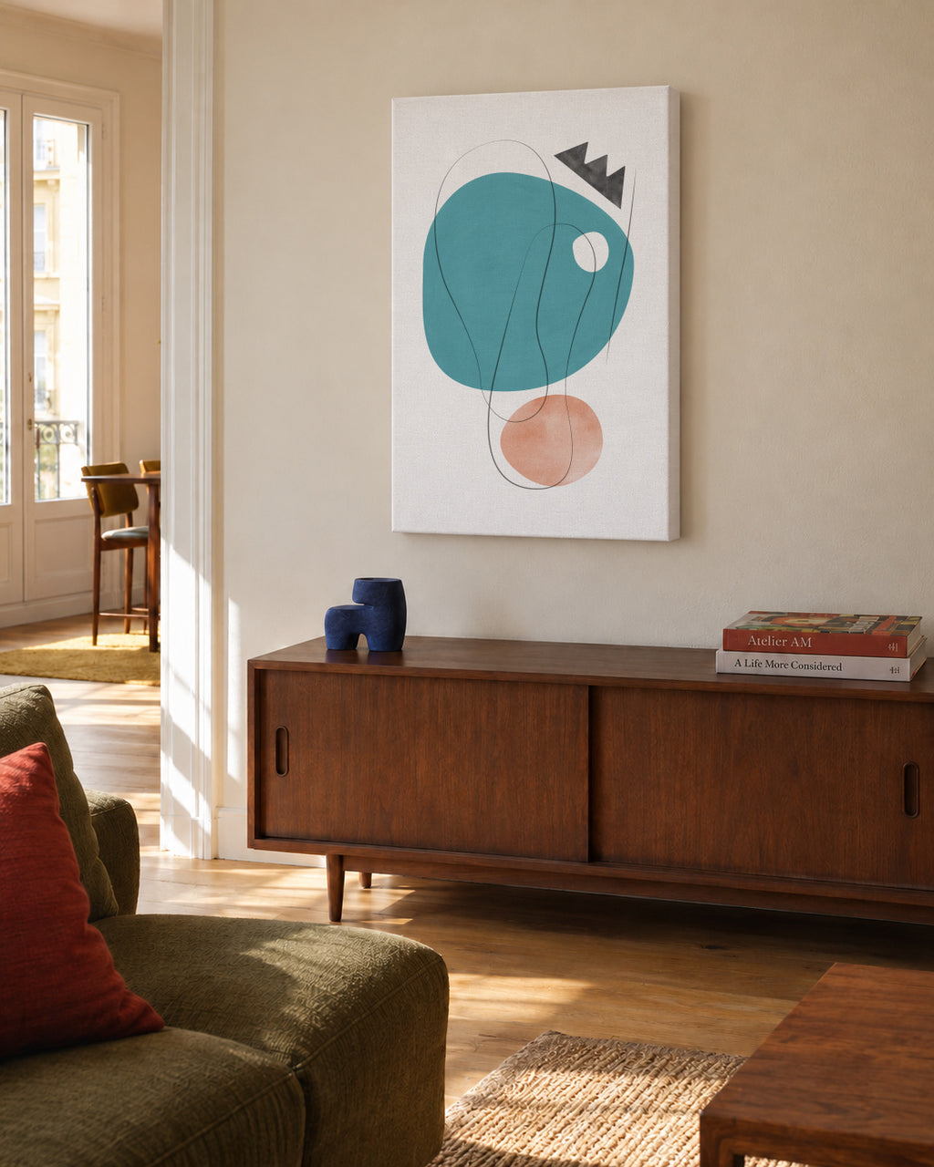 Abstract N 18 - Unframed canvas in an interior