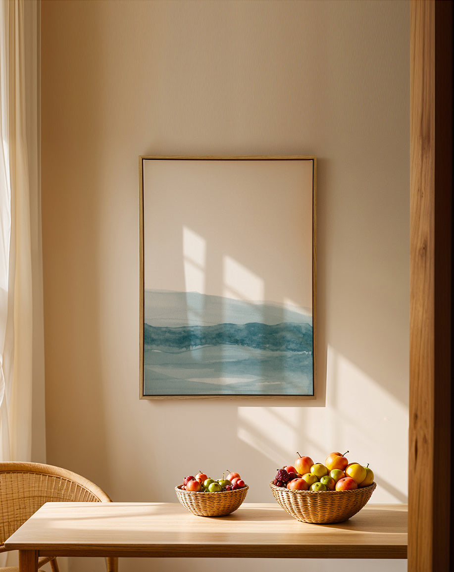 Watercolor Landscape N 21 - Framed canvas in an interior