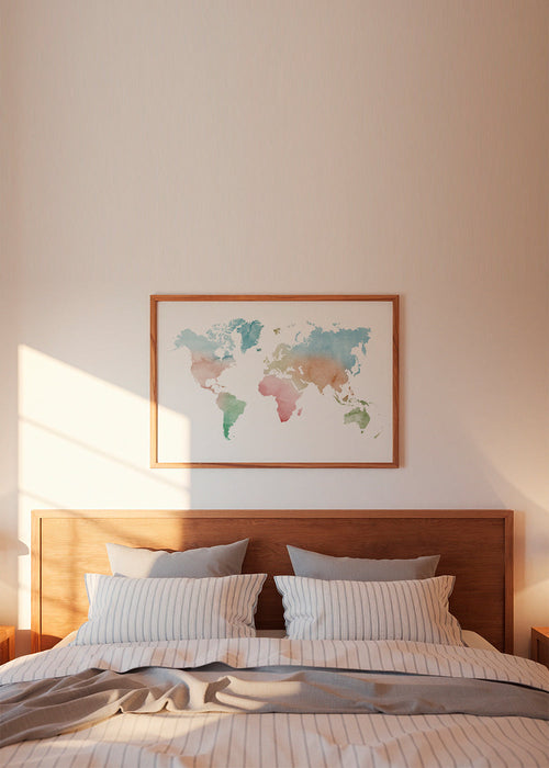 Watercolor World Map - Pastel colors