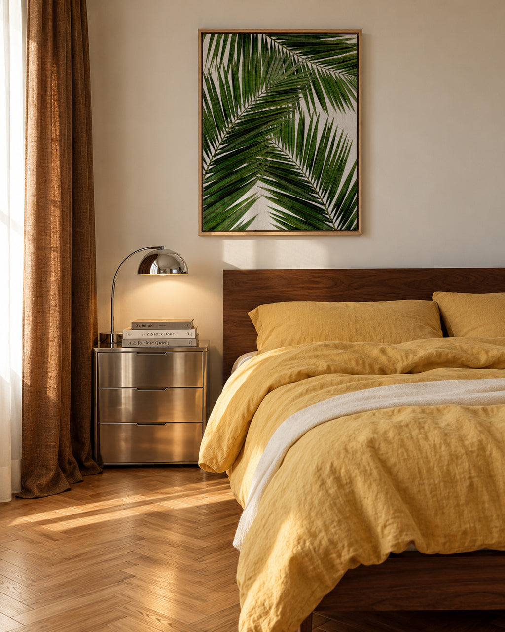 Palm Leaf III - Framed canvas in an interior