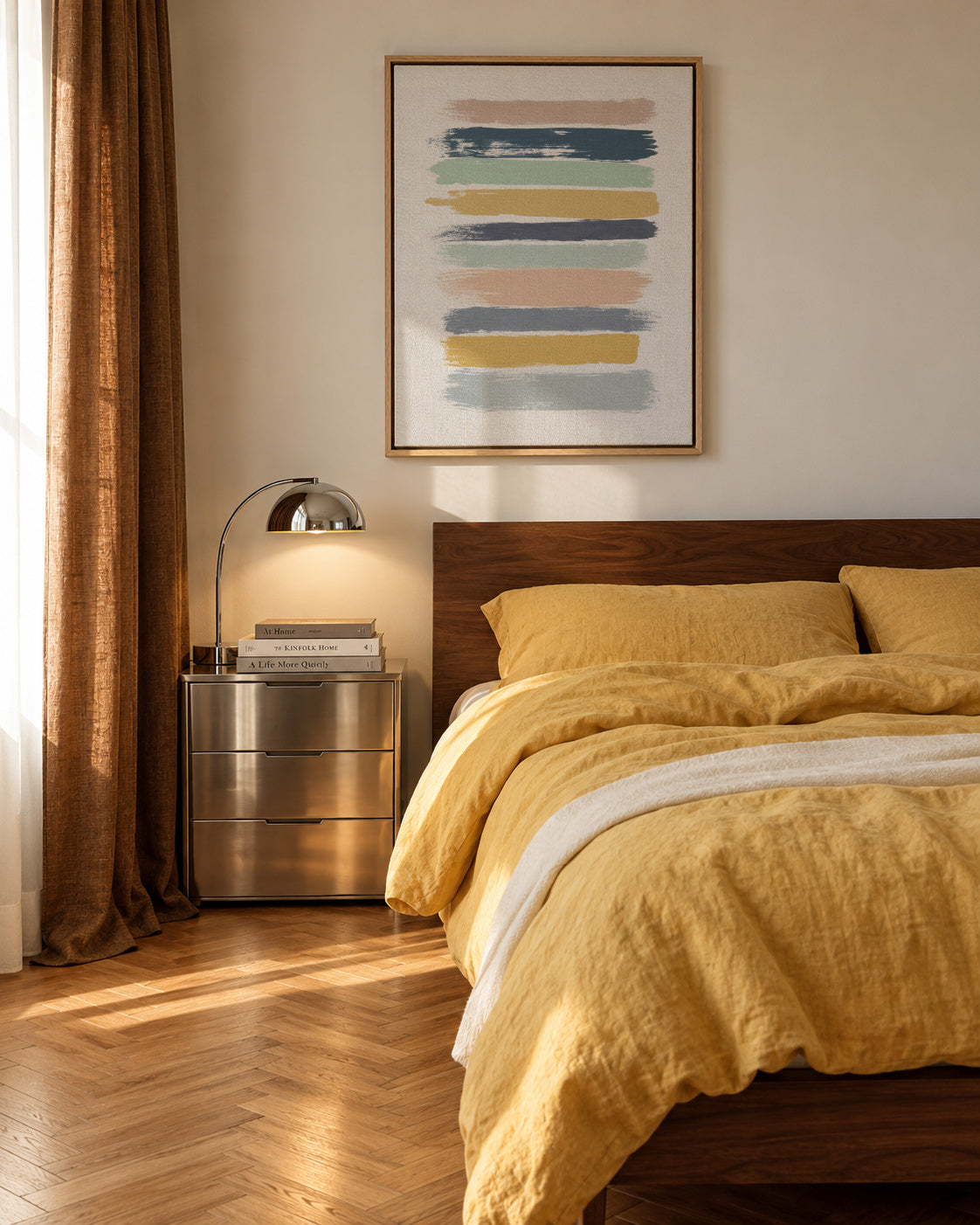Pastel stripes - Framed canvas in an interior