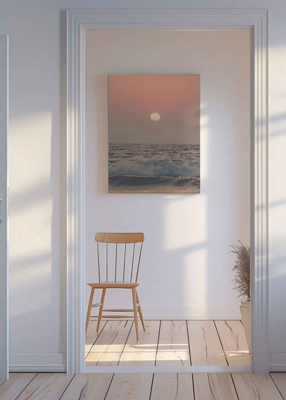 Pink beach sunset