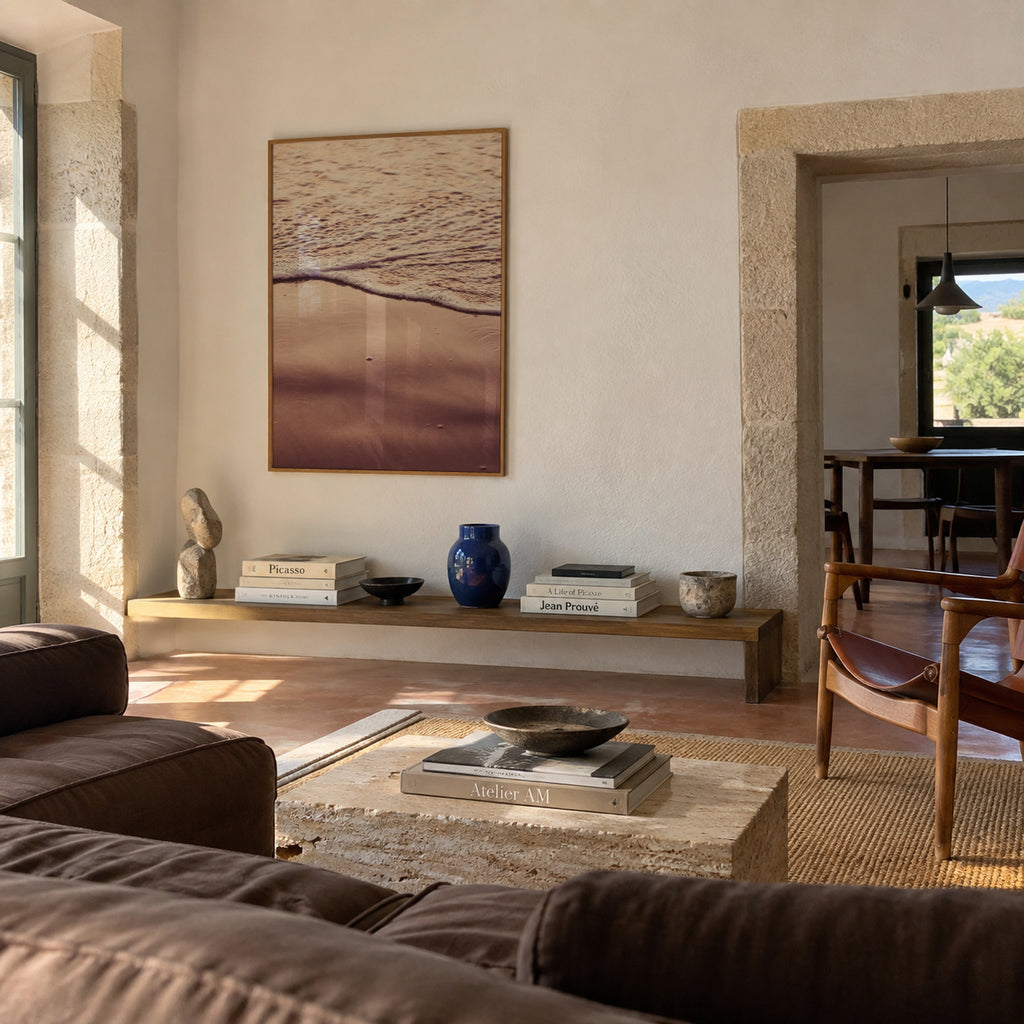 Sunset Waves - Framed poster in an interior