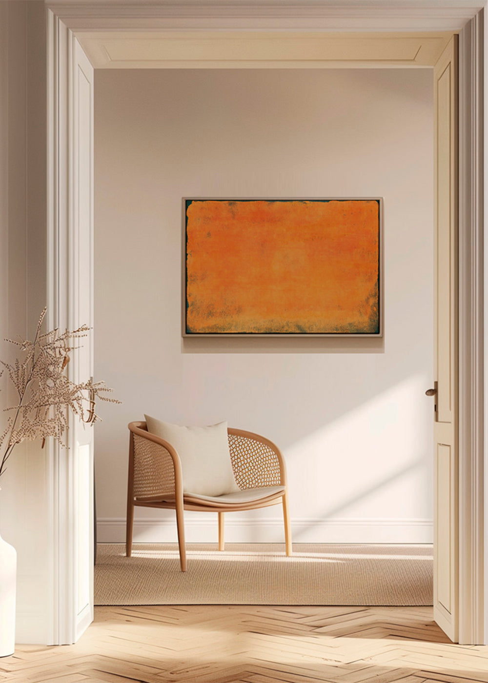 Minimal Orange Abstract Colorfield Painting 01