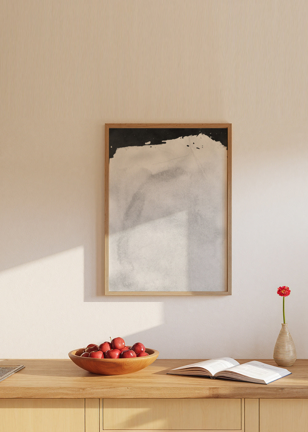 Minimal Landscape Black and White 01 - Framed poster in an interior