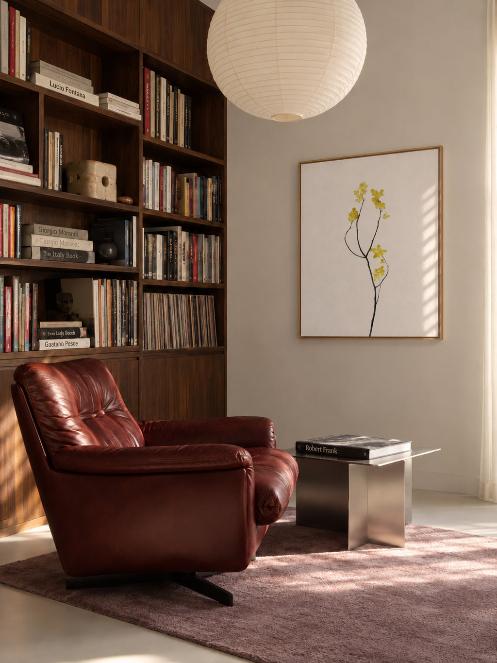 Flower Minimal Black and Gold 09 - Framed canvas in an interior