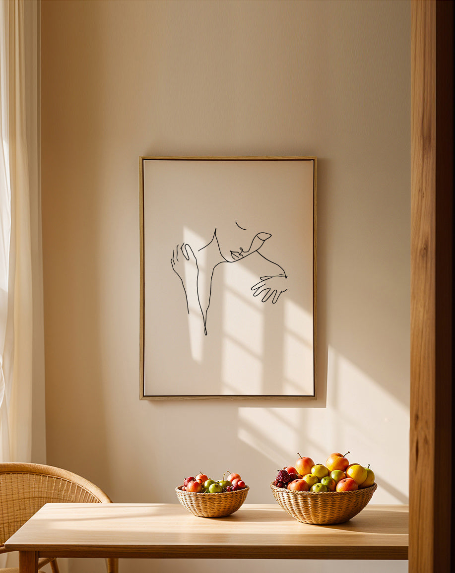 Embrace - Framed canvas in an interior