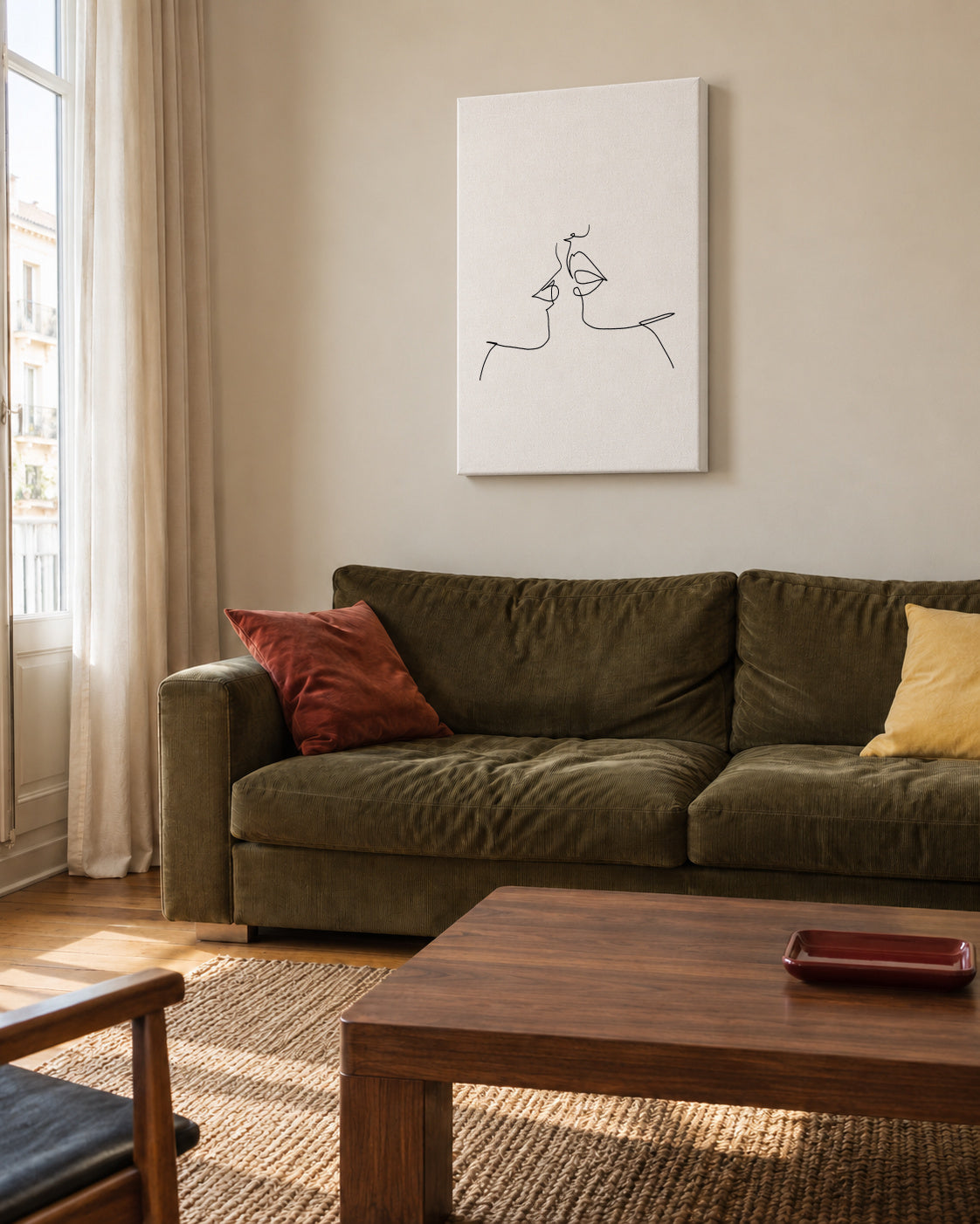 Kiss - Unframed canvas in an interior