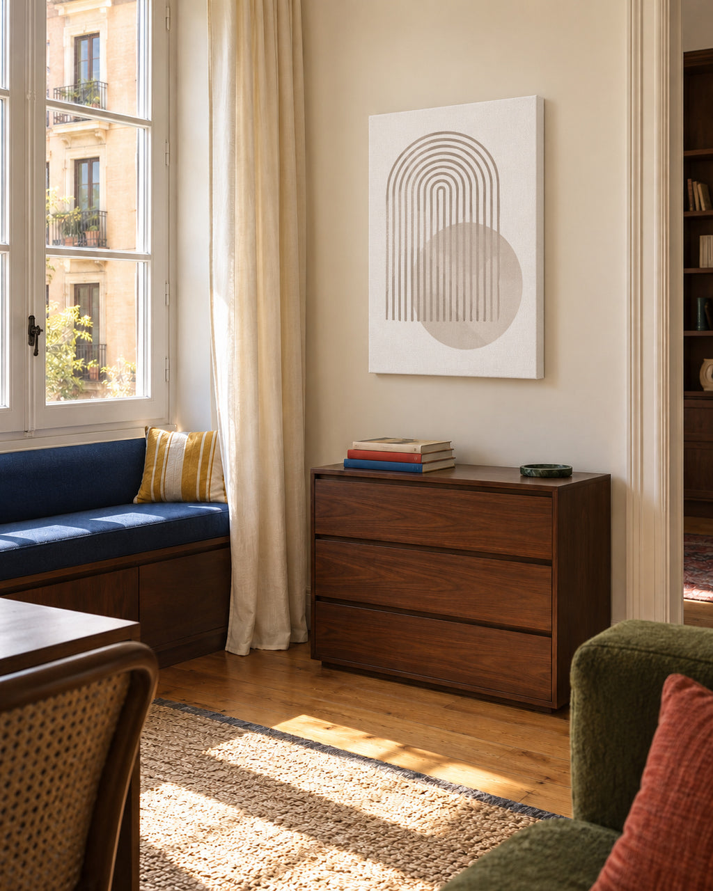 Geo Rainbow - Unframed canvas in an interior