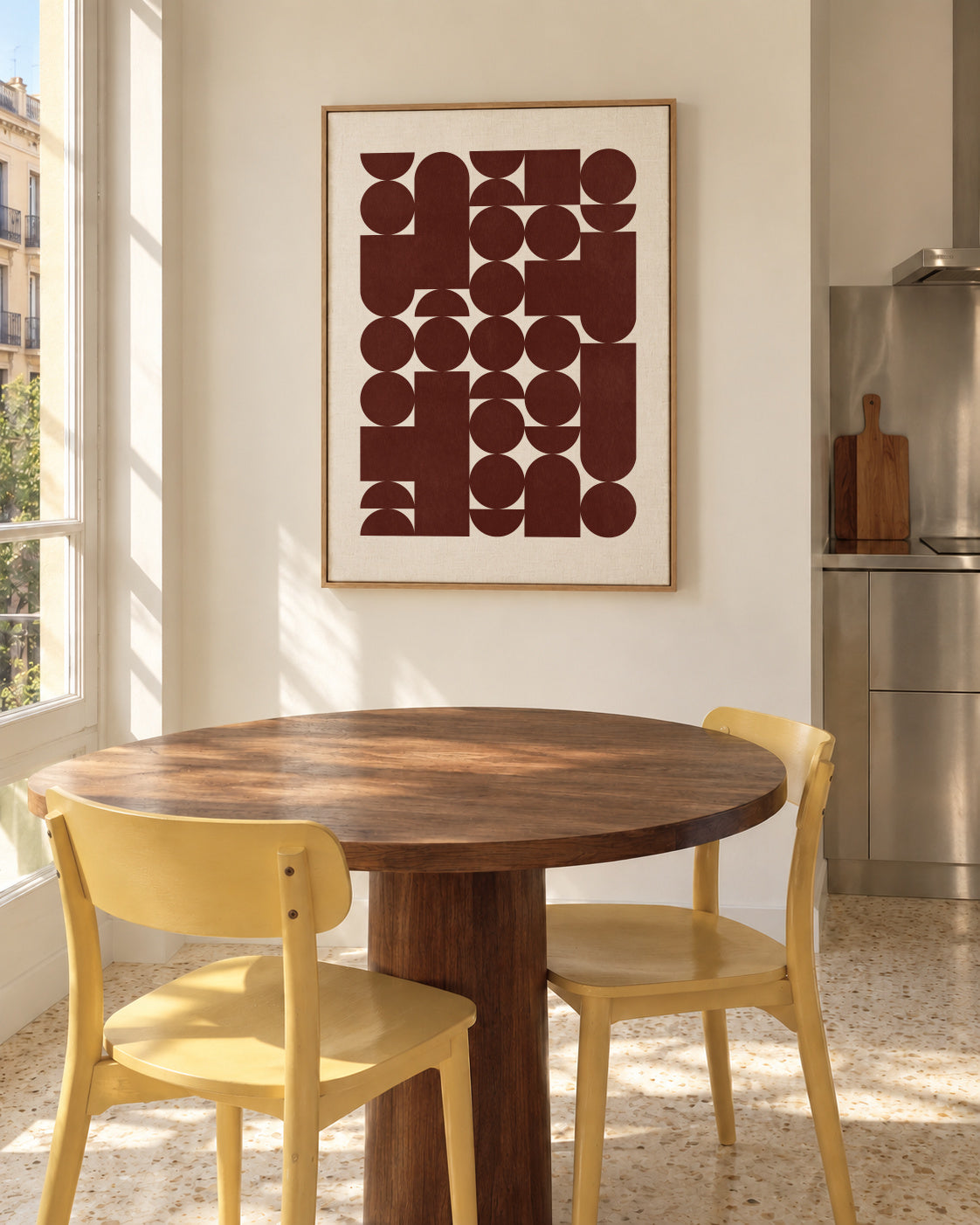 Retro Geometric Pattern - Framed canvas in an interior