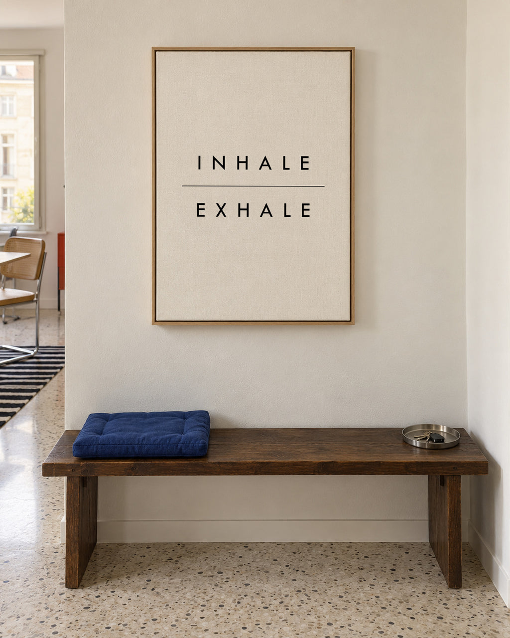 Inhale Exhale - Framed canvas in an interior