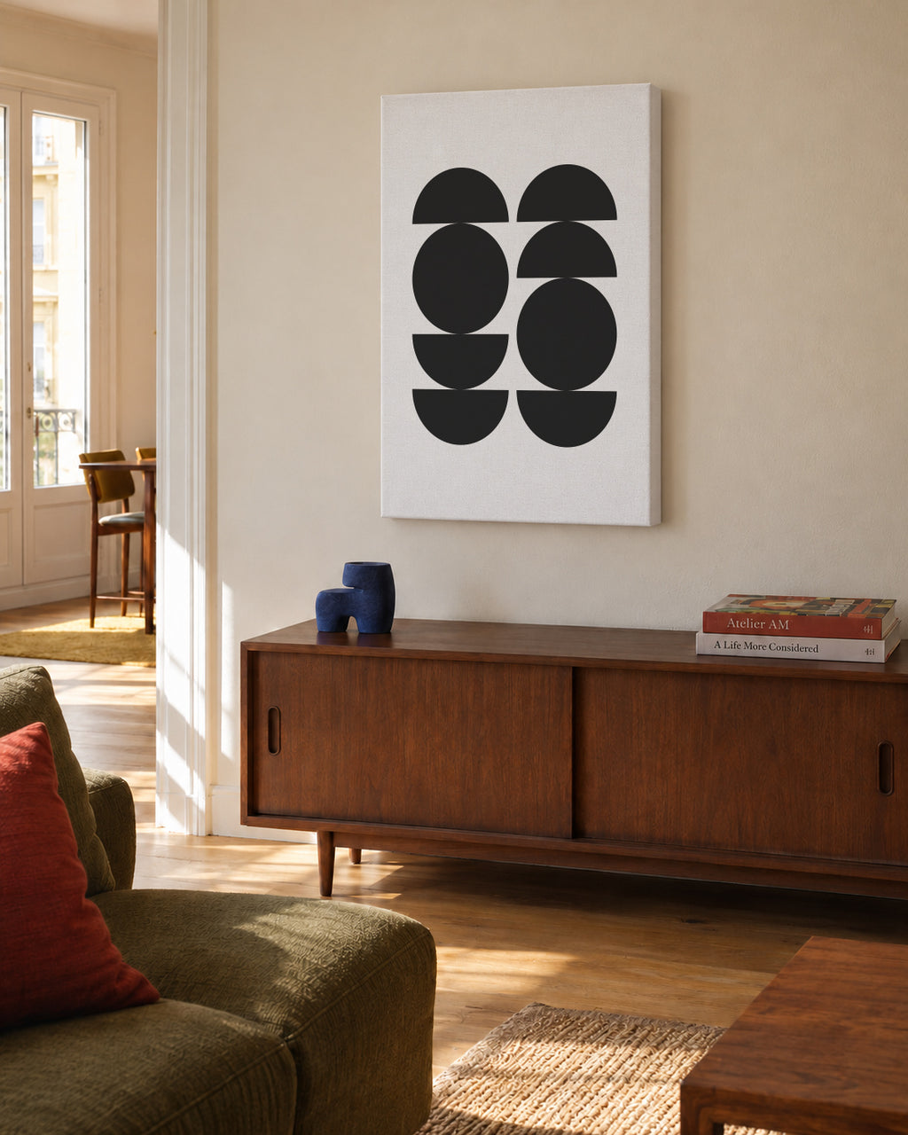 Mid Century Modern - Unframed canvas in an interior