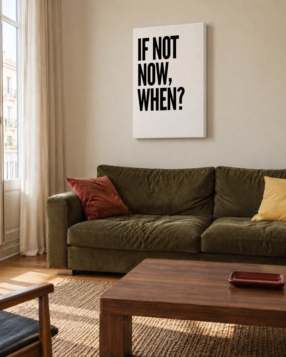 When? - Unframed canvas in an interior