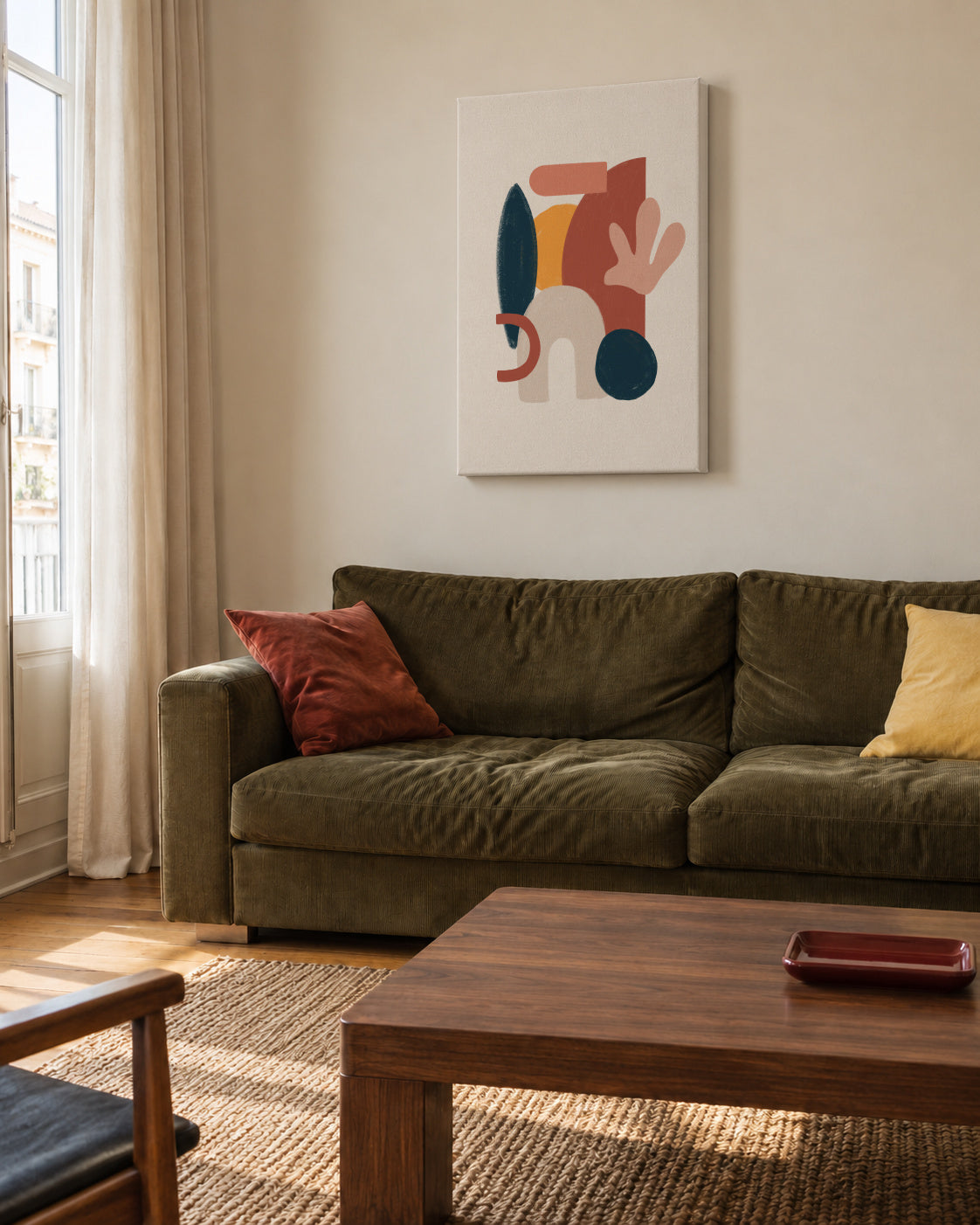 Boho Collage - Unframed canvas in an interior