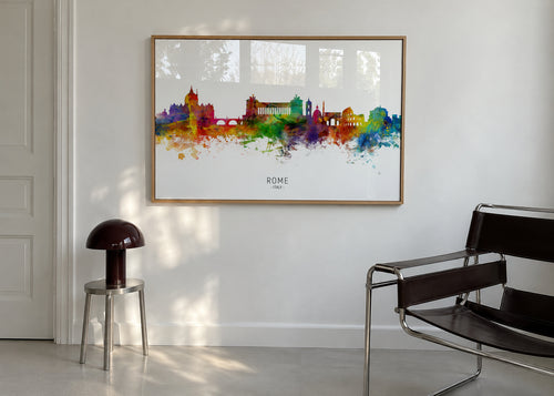Rome Skyline multicolor - Framed poster in an interior