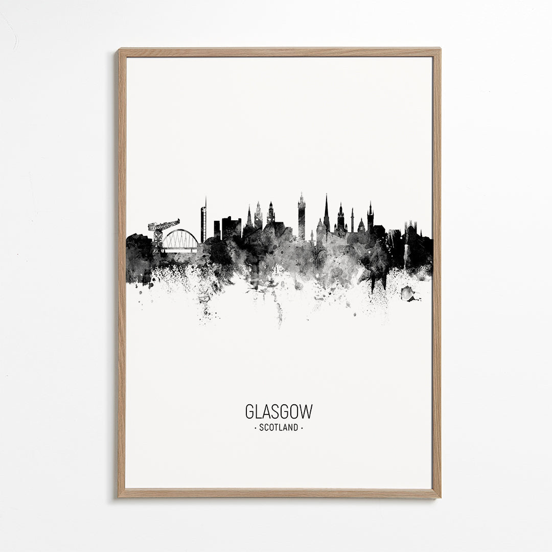 Glasgow skyline black and white