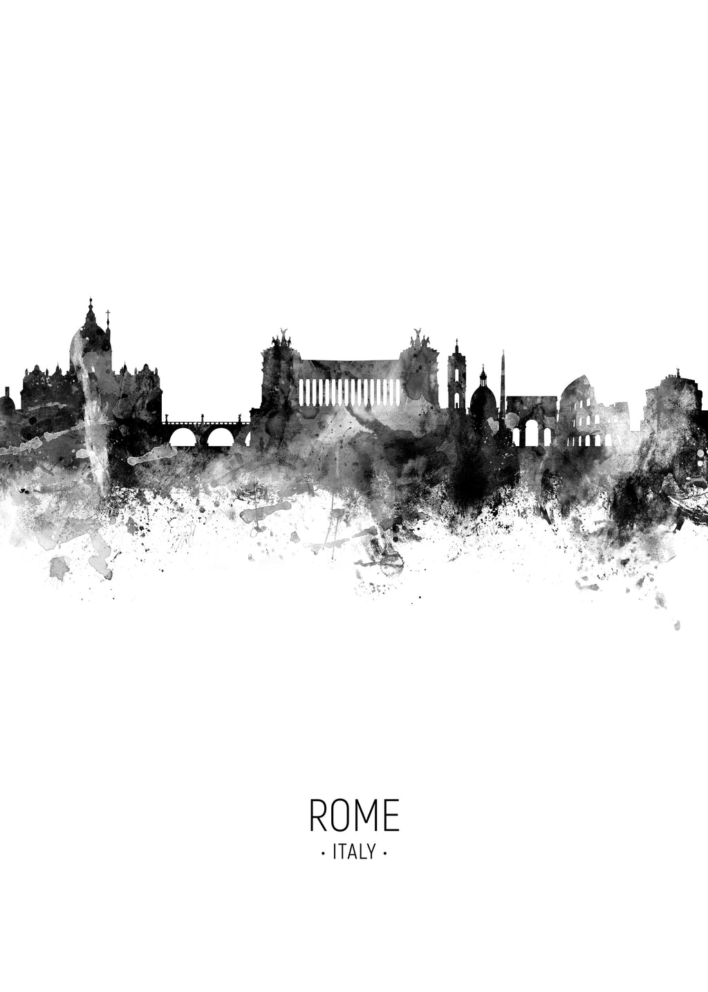 Rome Skyline en blanco y negro - Unframed art print