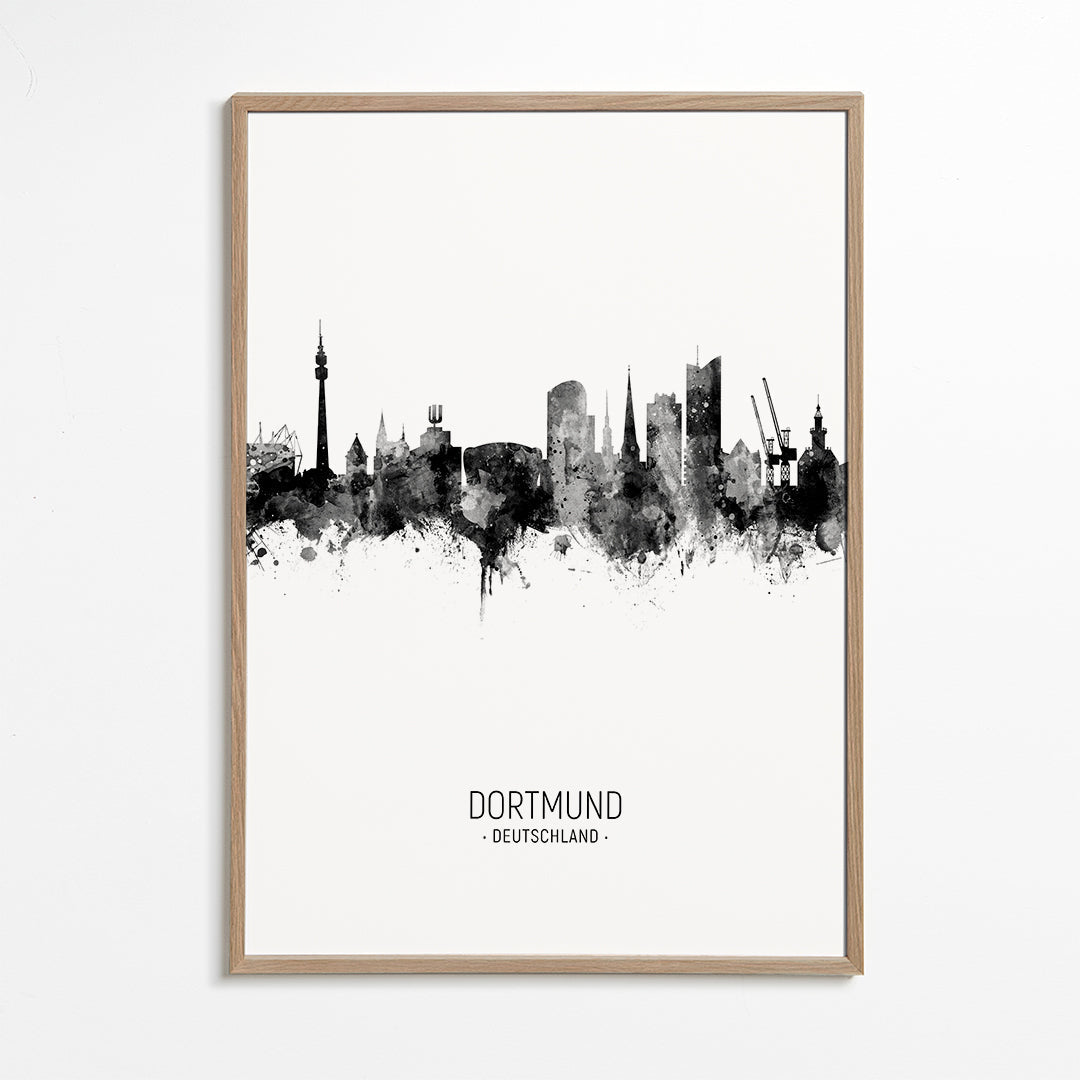 Dortmund skyline black and white