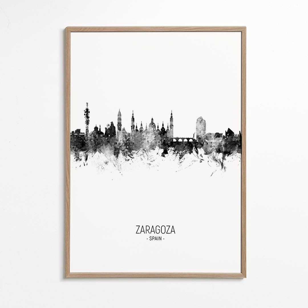 Zaragoza skyline black and white