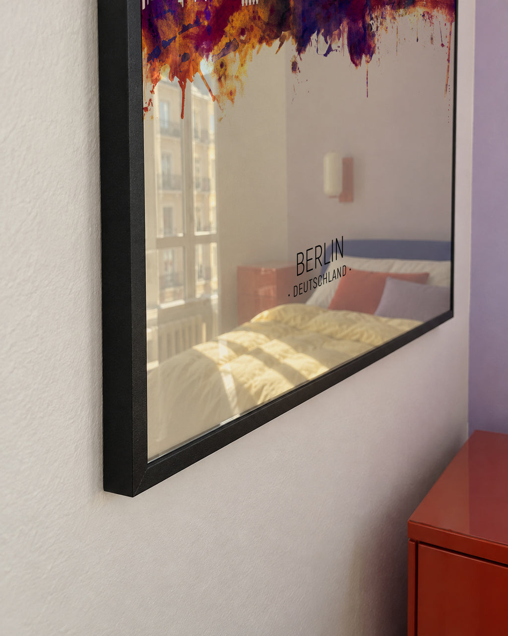 Berlin Skyline en beige - Framed poster detail