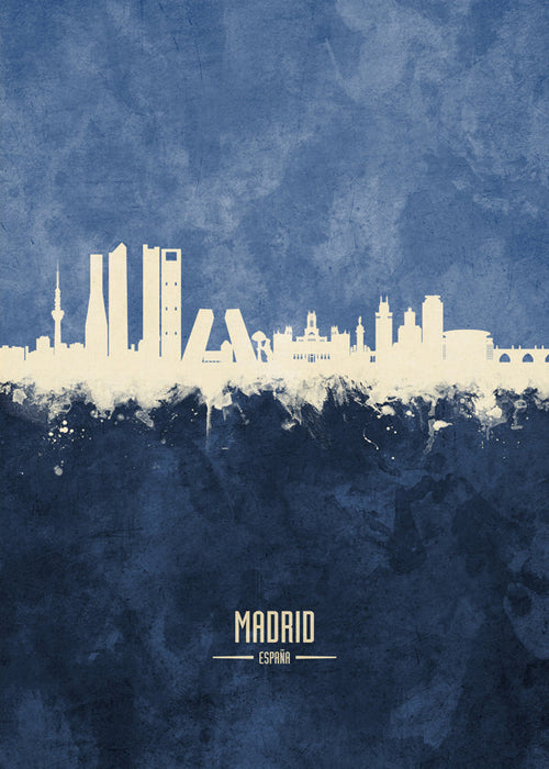 Madrid skyline blue