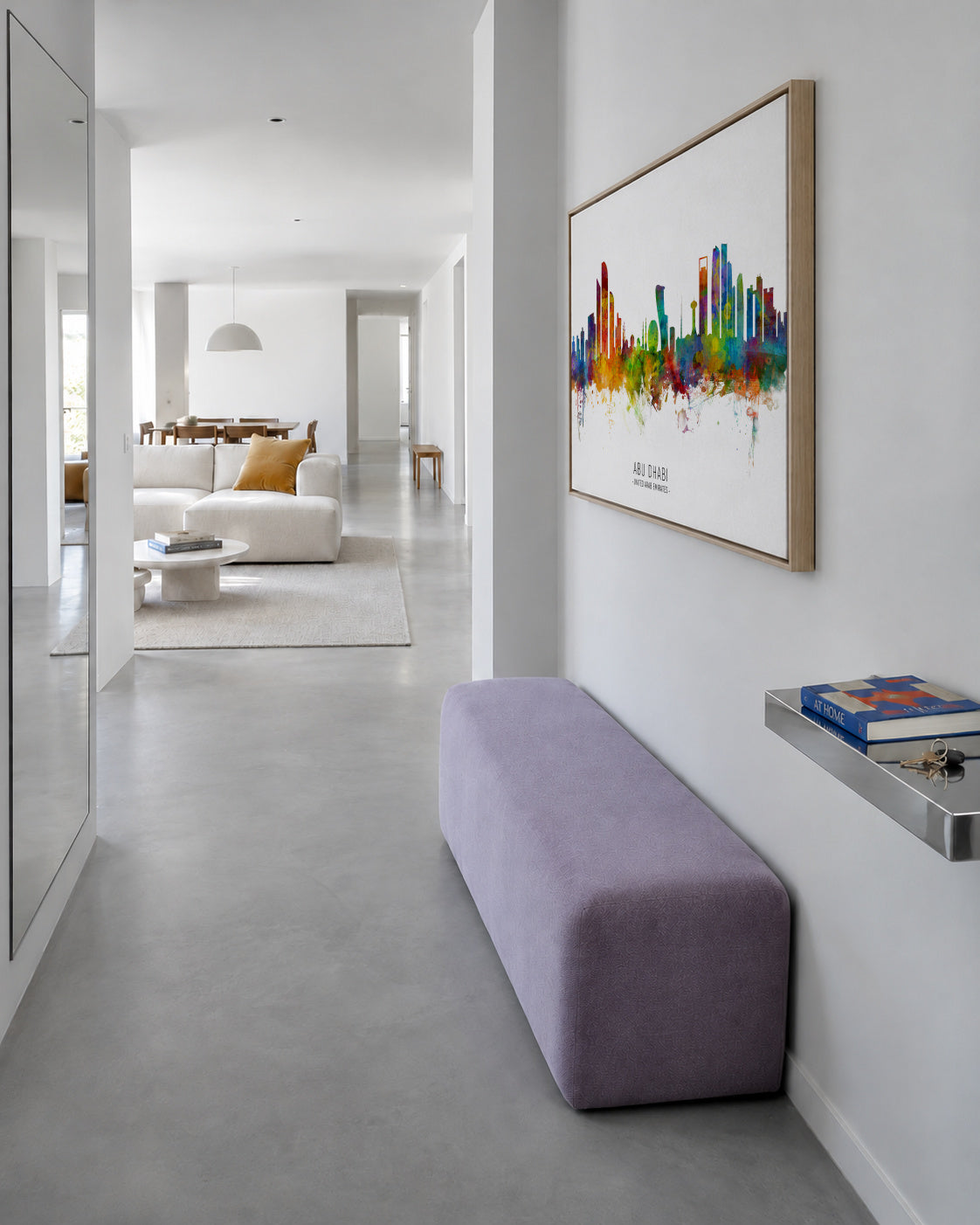 Abu Dhabi Skyline multicolor - Framed canvas in an interior