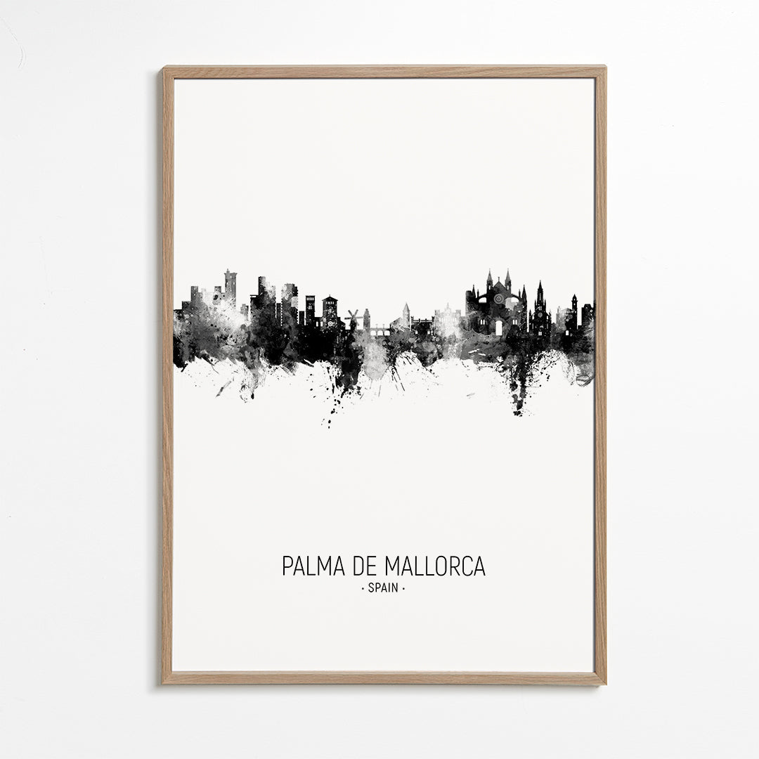 Palma de Mallorca Skyline black and white