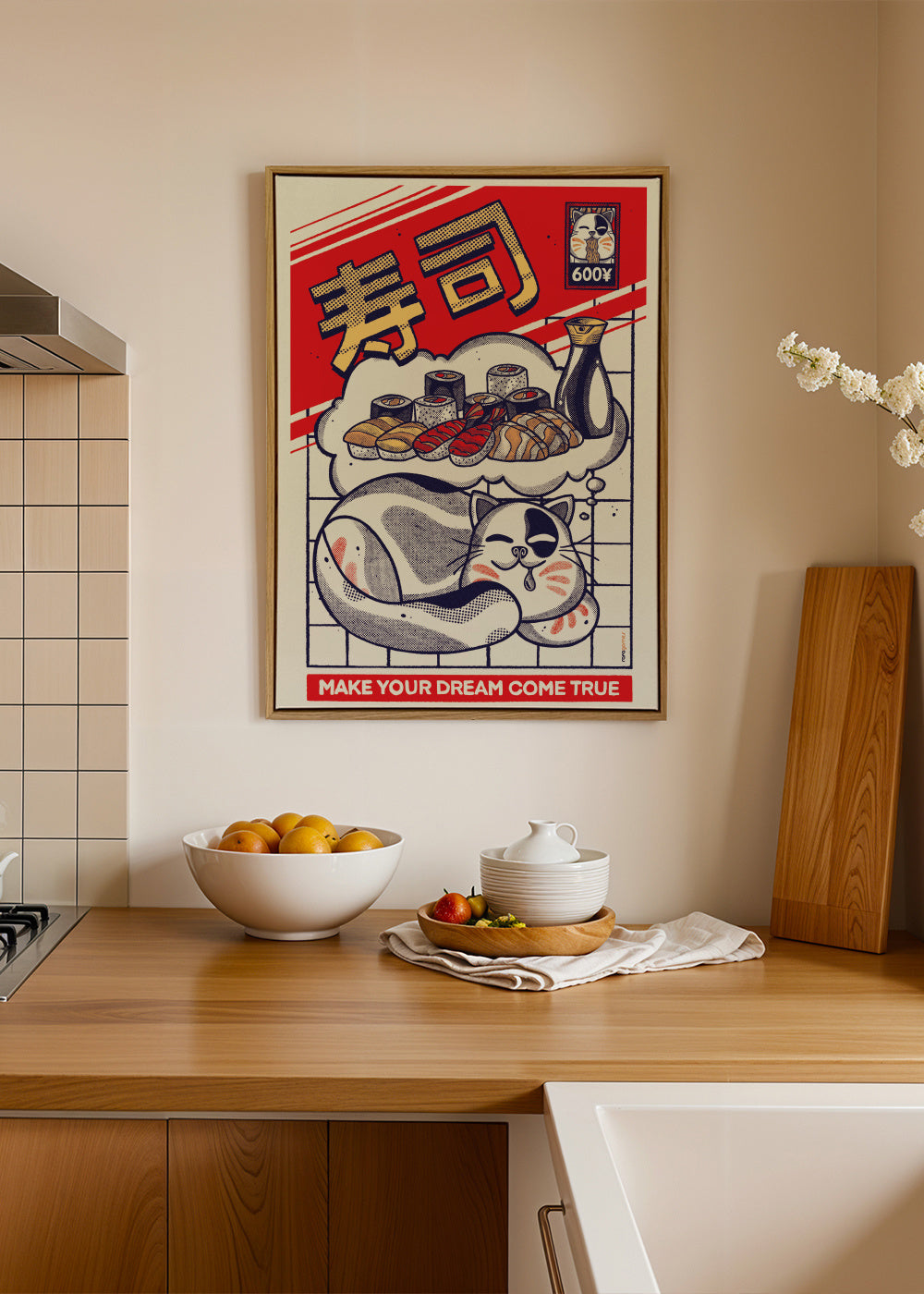 Dreamin About Sushi - Framed canvas in an interior